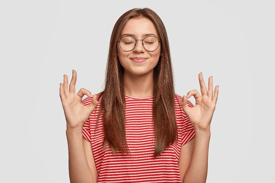 Girl Smiling Closed Eyes